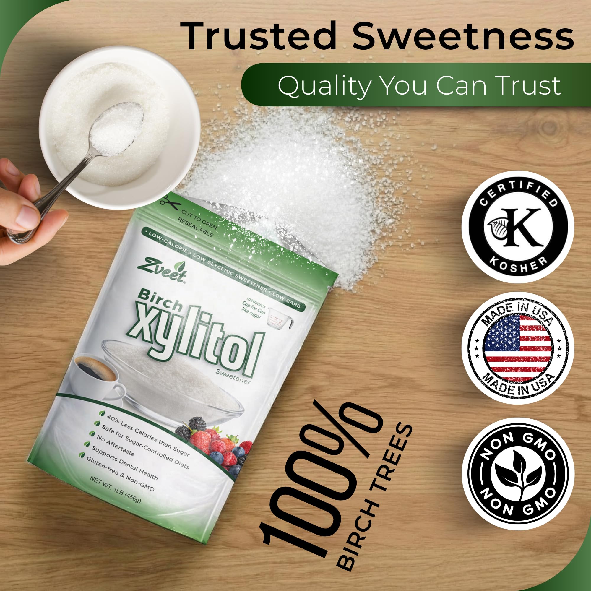 Amazon.com: Zveet Birch Xylitol Sweetener | Keto Friendly, Non GMO